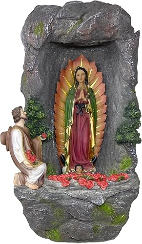 Miniatura 5 de Cannan Virgen De Guadalupe Con Juan Diego Fuente Agua 18" Our Lady Guadalupe - Bomba de fuente de agua de mesa con LED, multicolor