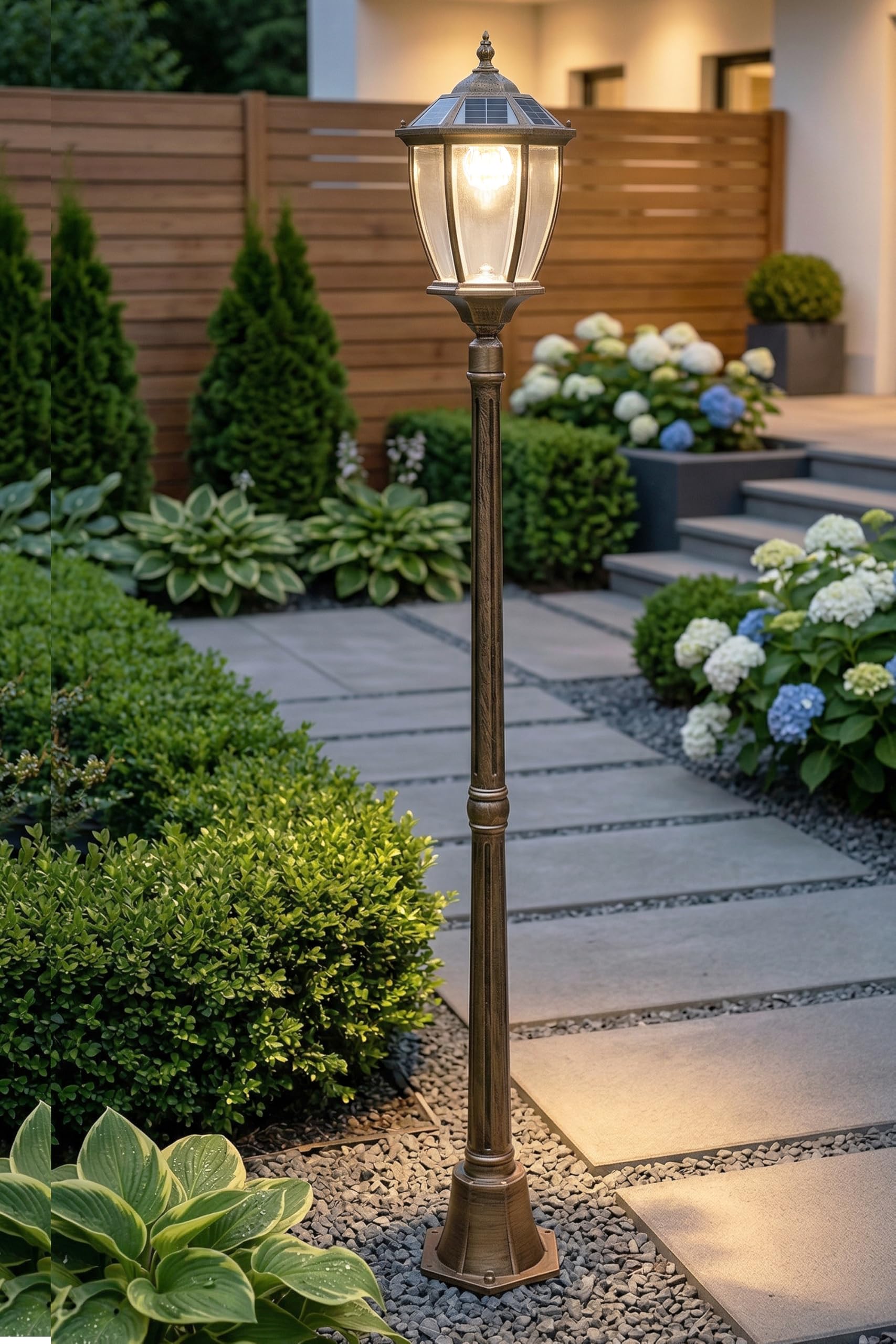 Arnusa Gartenlaterne Solarbetrieben klassisch 175 cm Solarlampe Außenleuchte Sockelleuchte kabellos Duo Color warmweiß und kaltweiß