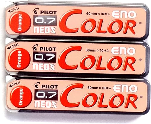 Pilot Lápiz mecánico de color Eno, 0.028 in, naranja, paquete de 3 unidades de 10 plomos/total de 30 minas (importación de Japón) [Paquete original