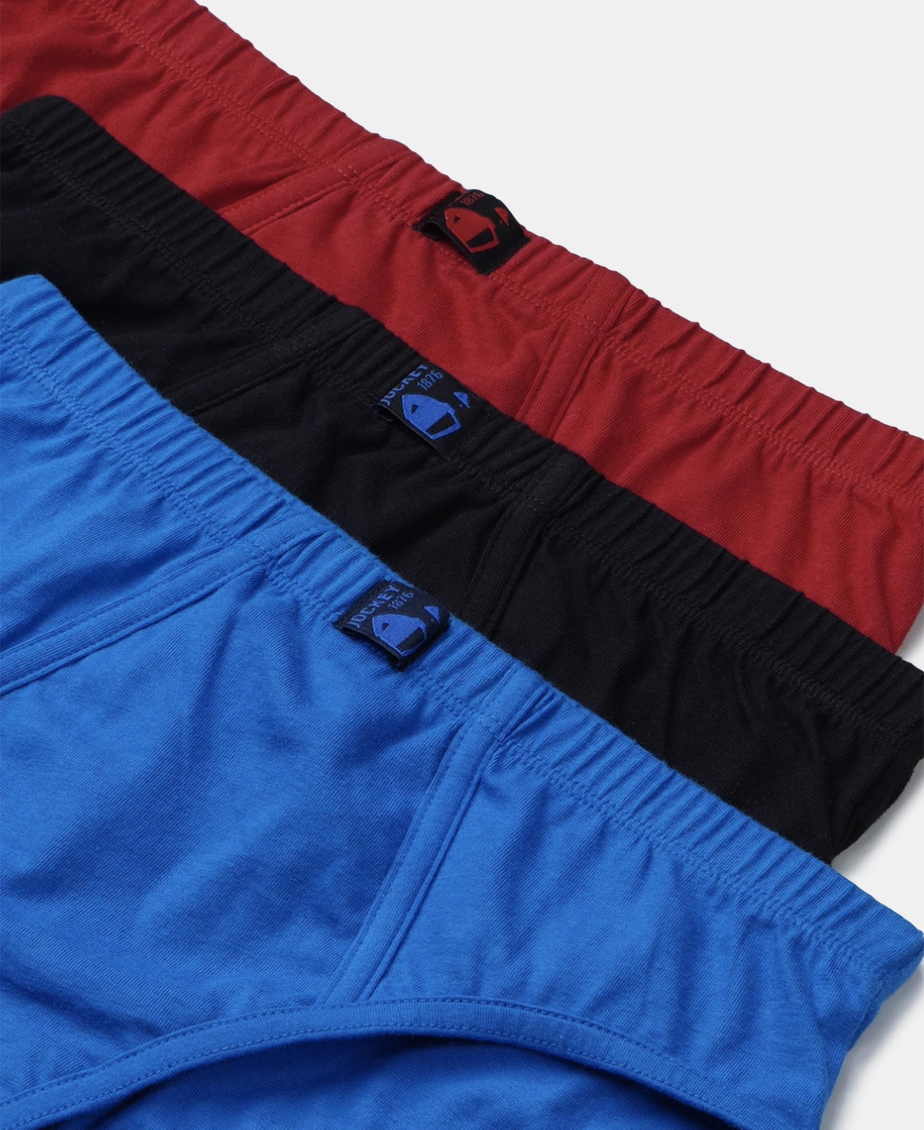 Jockey 3035 Boys Super Combed Cotton Solid Brief with Ultrasoft Waistband (Pack of 3)_Rich Royal Blue, Black & Chilli Pepper_9-10 Yrs - Image 9 thumbnail