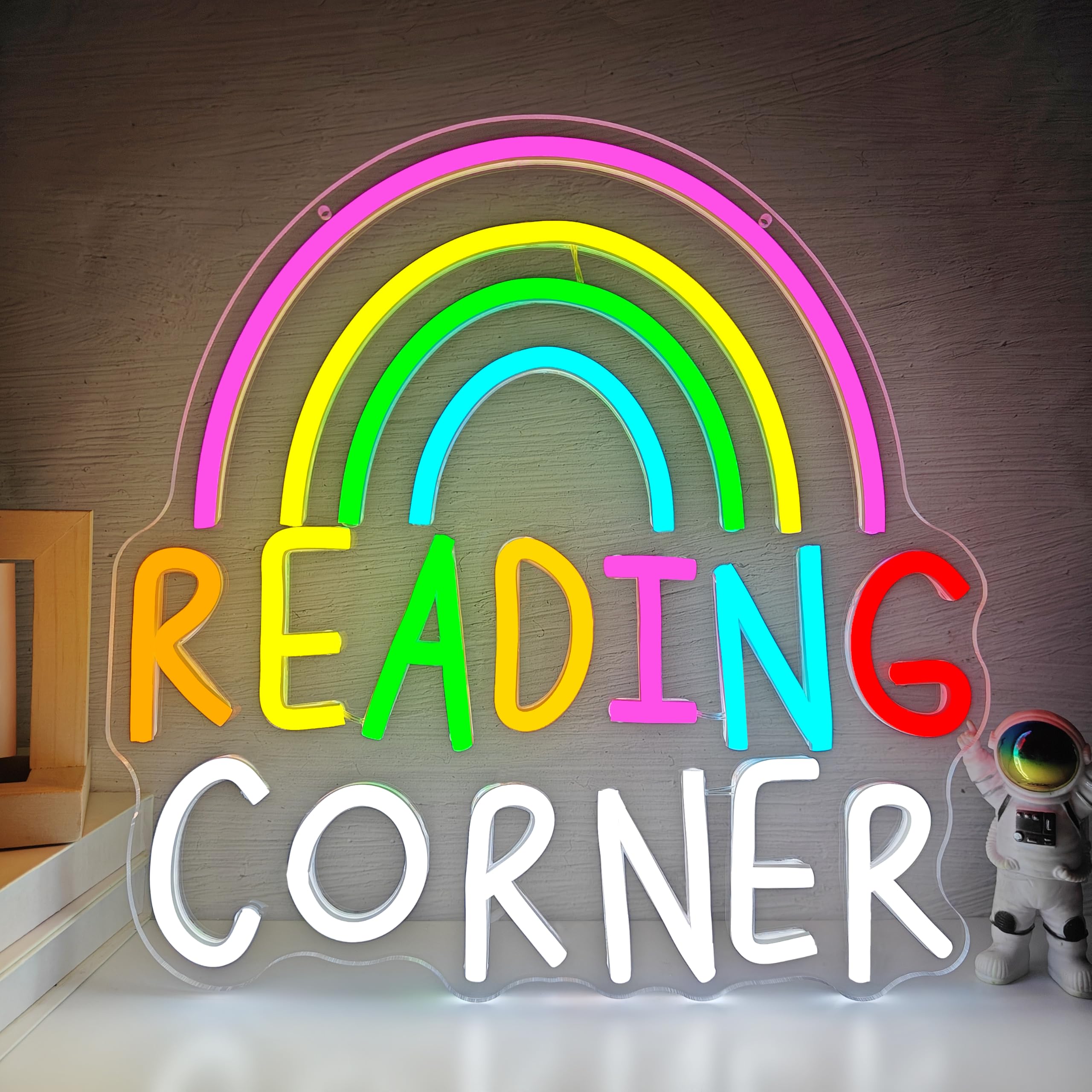 Letrero de neón de esquina de lectura para aula, luz de neón para escuela, biblioteca, letrero LED para oficina, lectura, letras, luces LED de neón para decoración de pared, leer libros, arte de pared