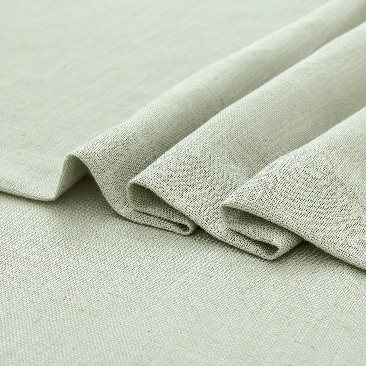 decorUhome Linen Semi Sheer Curtains 120 Inch Long, 2 Panels Light Filtering Curtains Drapes with Rod Pocket and Back Tab for Living Room Bedroom Farmhouse Decor, Sage Green, W52 x L120