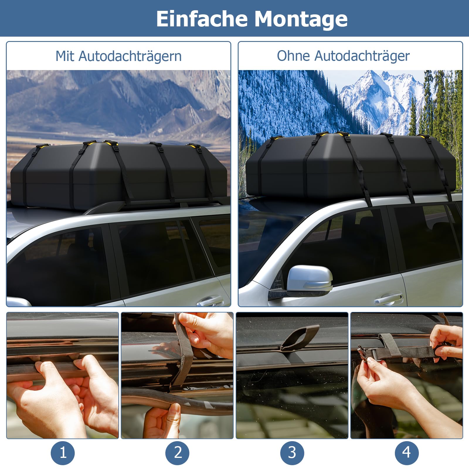 GOPLUS 600L Auto Dachbox, wasserdichte Dachtasche für Autos mit/ohne Gepäckträger, Gepäckbox mit Rutschfester Matte & 6 Türhaken, Aufbewahrungsbox für Reisen und Gepäcktransport (600L)