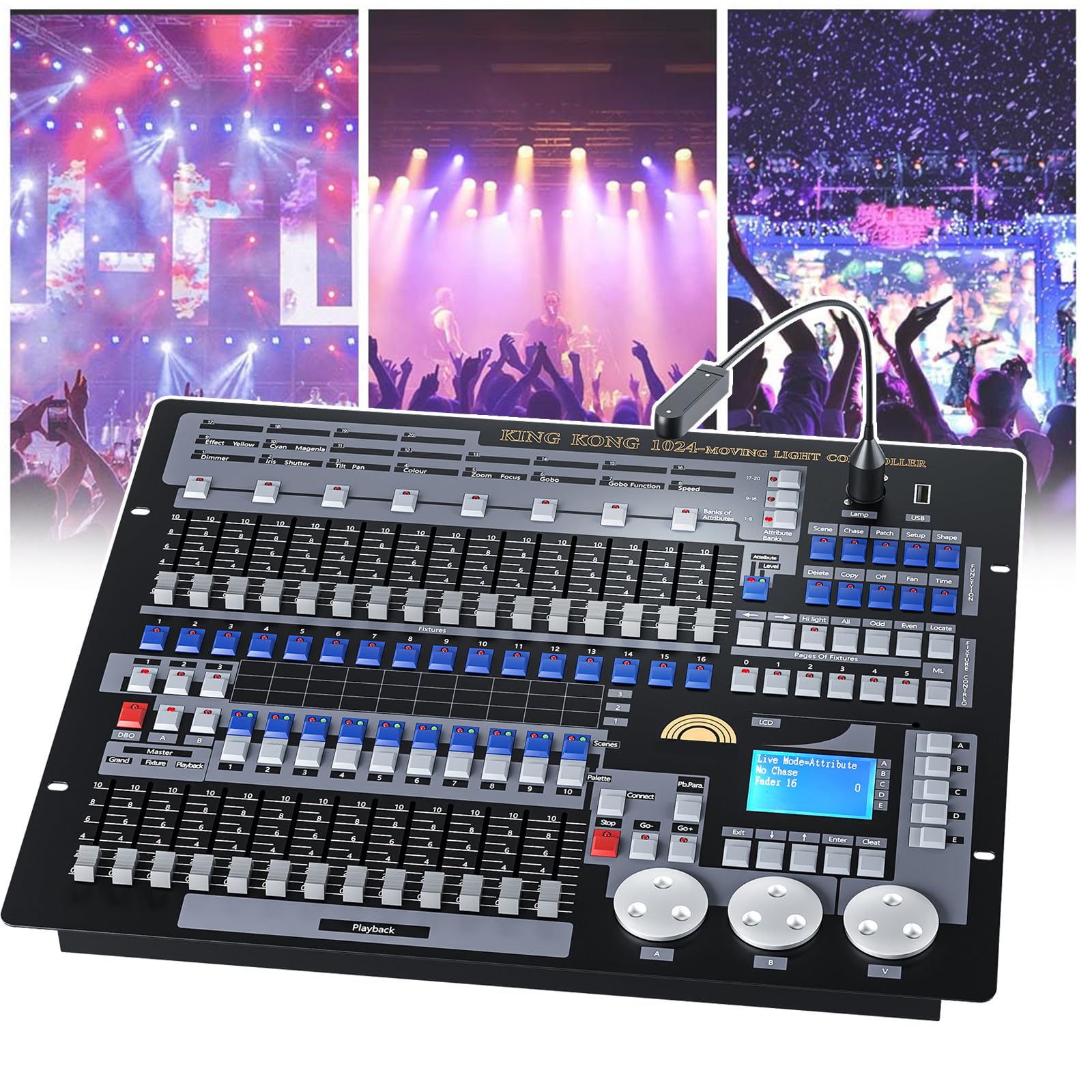 Contrôleur DMX DMX 512 Contrôleur d'éclairage de scène Contrôleur DMX 1024 canaux pour éclairage LED par Lyre Mobile Console d'éclairage Équipement DJ