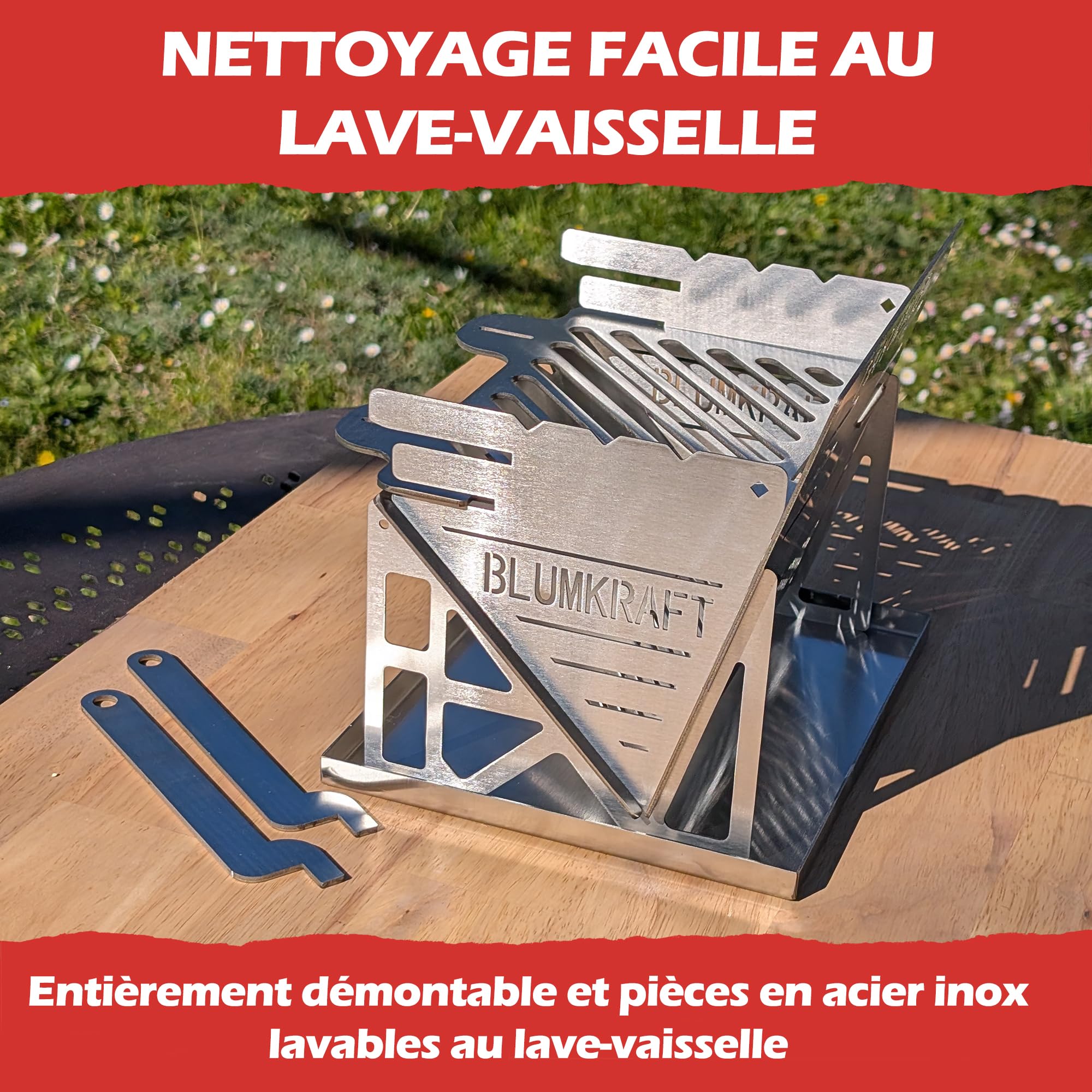 Barbecue Portable Pliable en Acier Inoxydable – BBQ de Voyage Ultra Compact pour Camping et Randonnée
