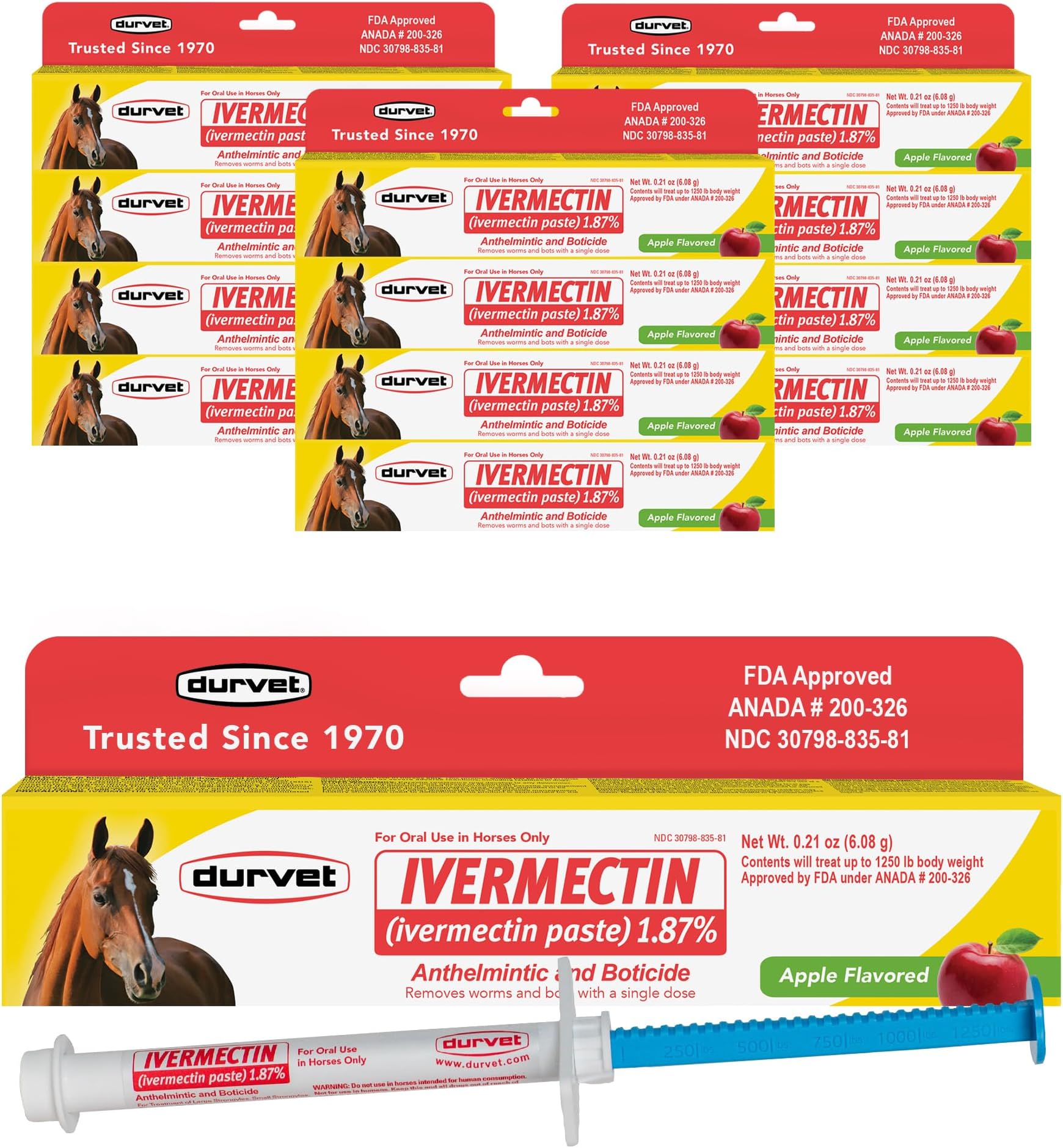 Durvet 12-Pack Ivermectin Dewormer Paste for Horses