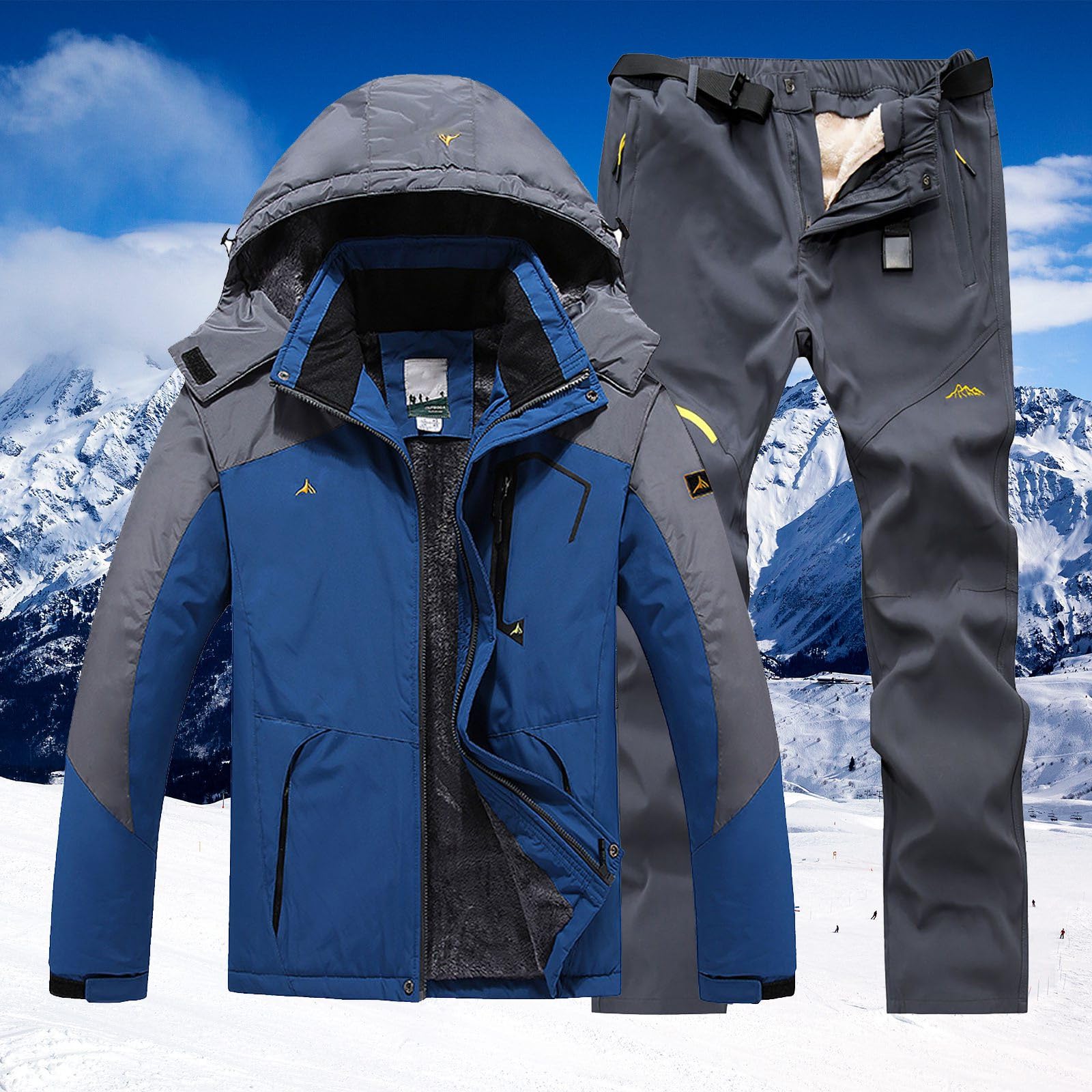 Generisch Abbigliamento da sci da uomo invernale con cappuccio, adatto per abbigliamento casual da sci