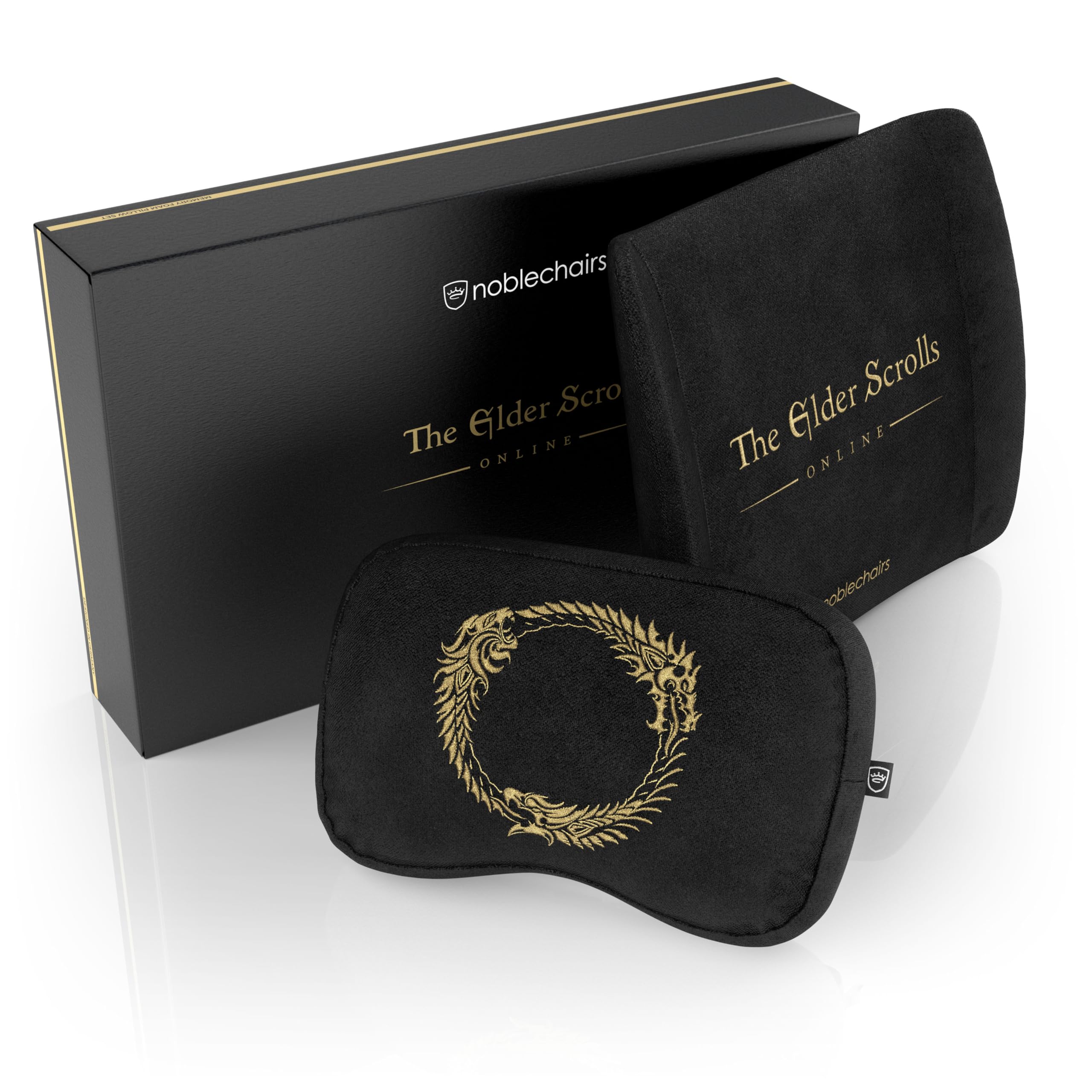 noblechairs Memory Foam Kissen-Set The Elder Scrolls Online Edition, Kissen für Gaming Stuhle, Ergonomisch kissenstuhl, Stuhl Kissen mit Lendenwirbelstütze