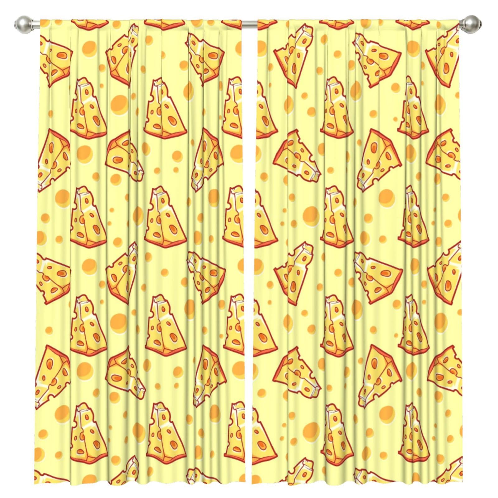 InOmak Cheese, 2 Panels Window Curtains 52 x 84 Inch Blackout Curtains for Living Room Bedroom