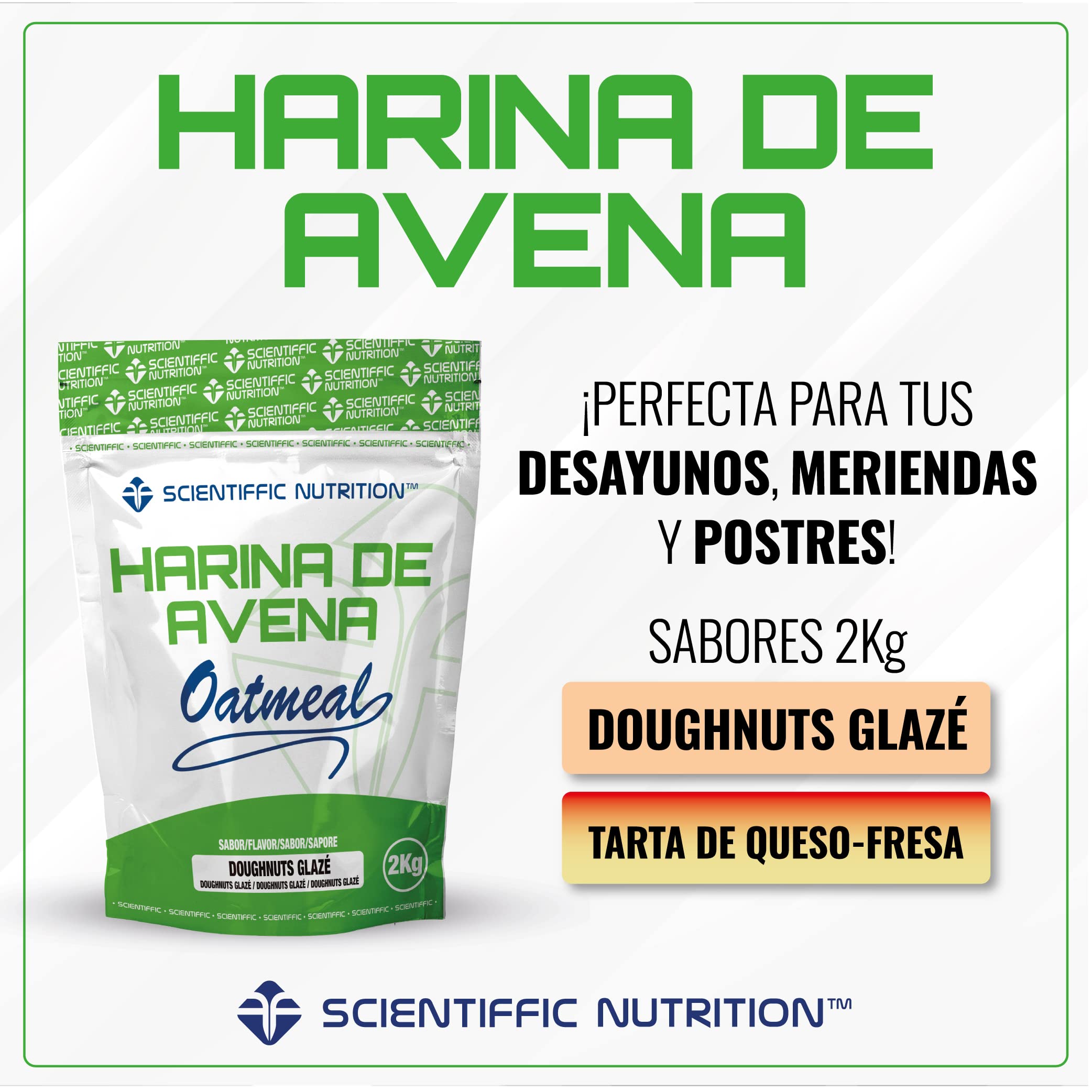 Scientiffic Nutrition - Harina de avena, Fuente de Proteínas, Baja en Azúcares, 100% Natural, Contribuye al Desarrollo de la Masa Muscular, Sabor Donut - 2 Kg — view 5