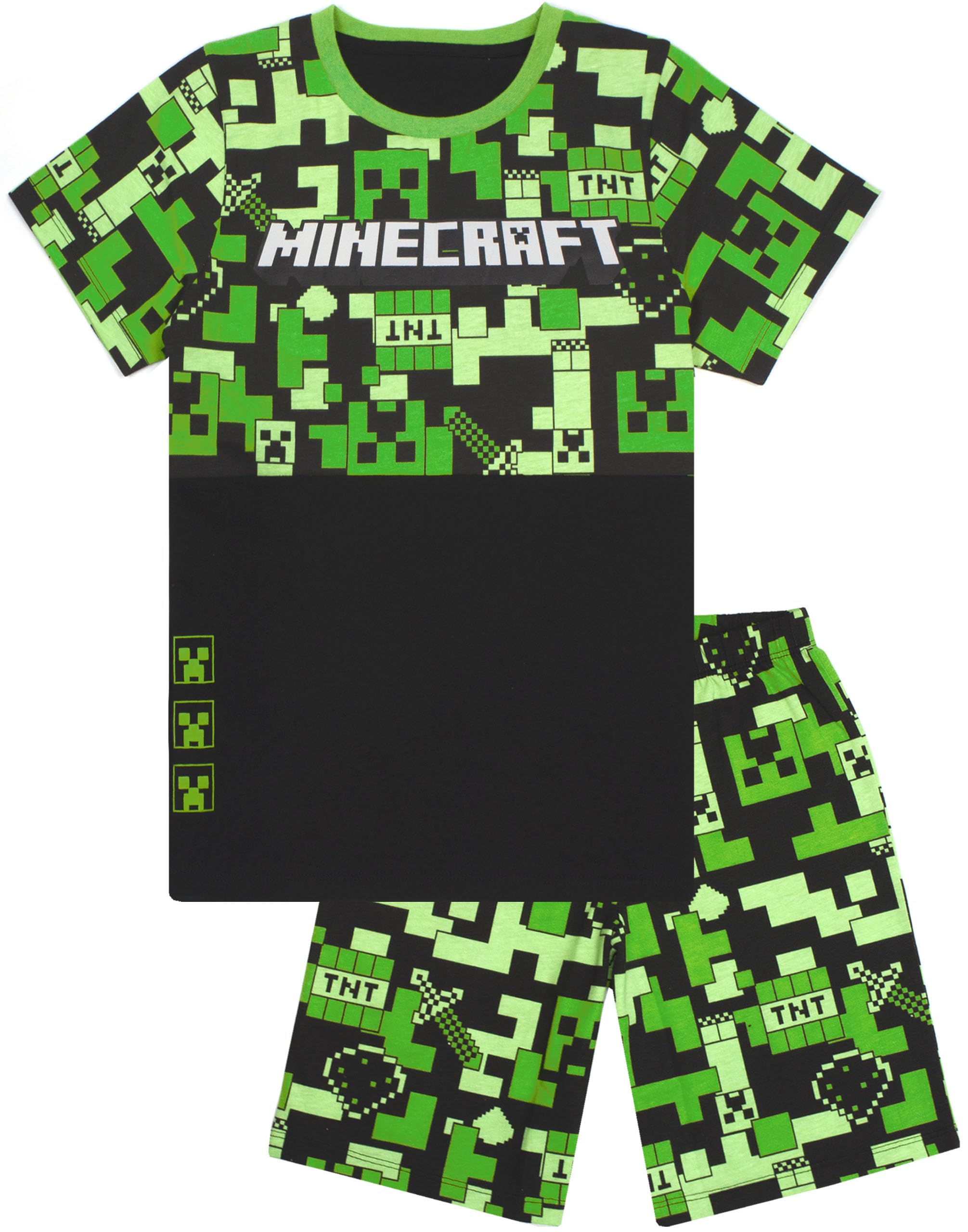 Minecraft (11-12 Years) Short Sleeve Short Leg Pyjama Set (Boys Green)
