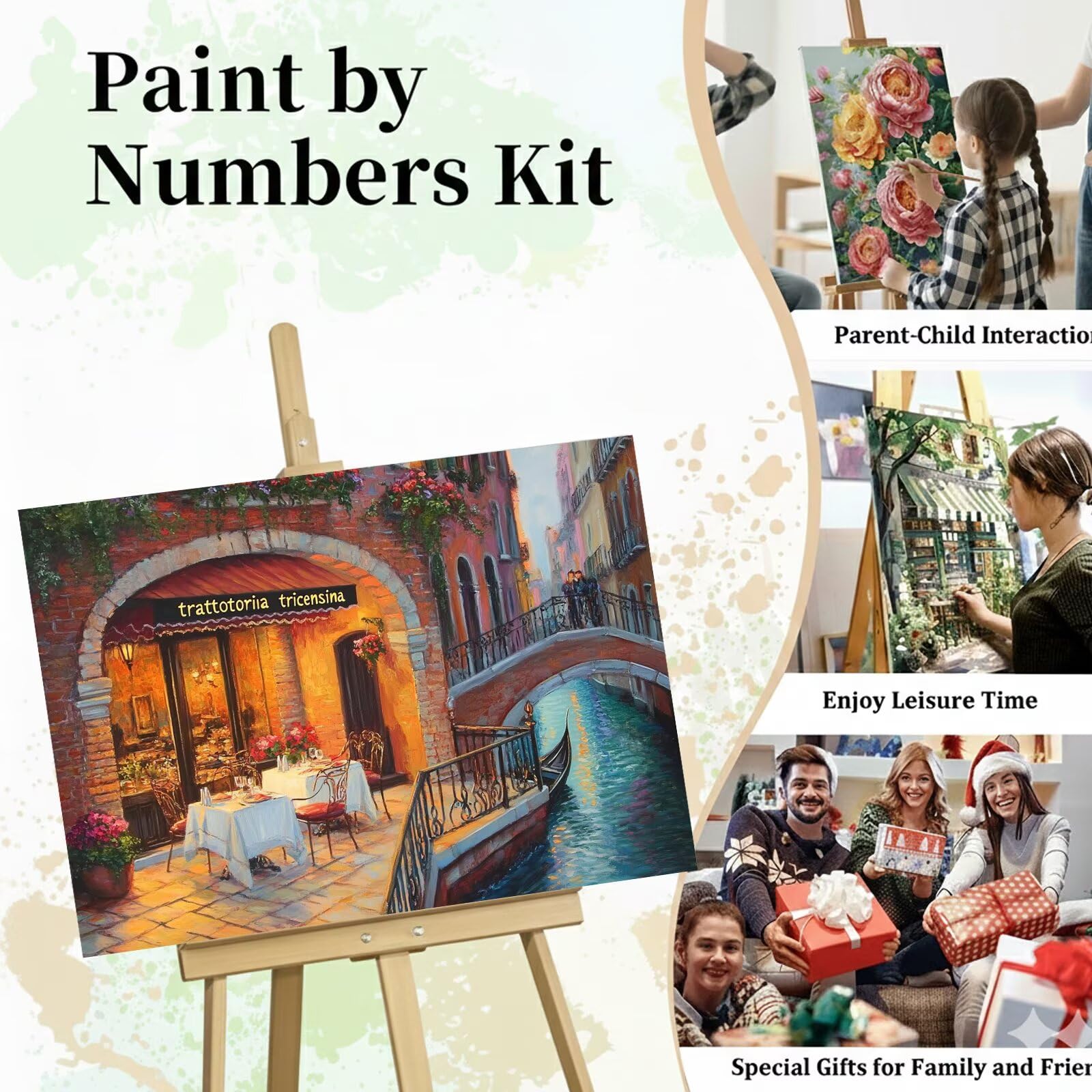 Dipingere con i Numeri Adulti Italia, Kit di Pittura a Olio su Tela DIY con Pennelli Pittura a Pigmento Acrilico, Paint by Numbers Venezia Disegno, Decora la Casa Regalo 70x100cm (Senza Cornice)-#797k