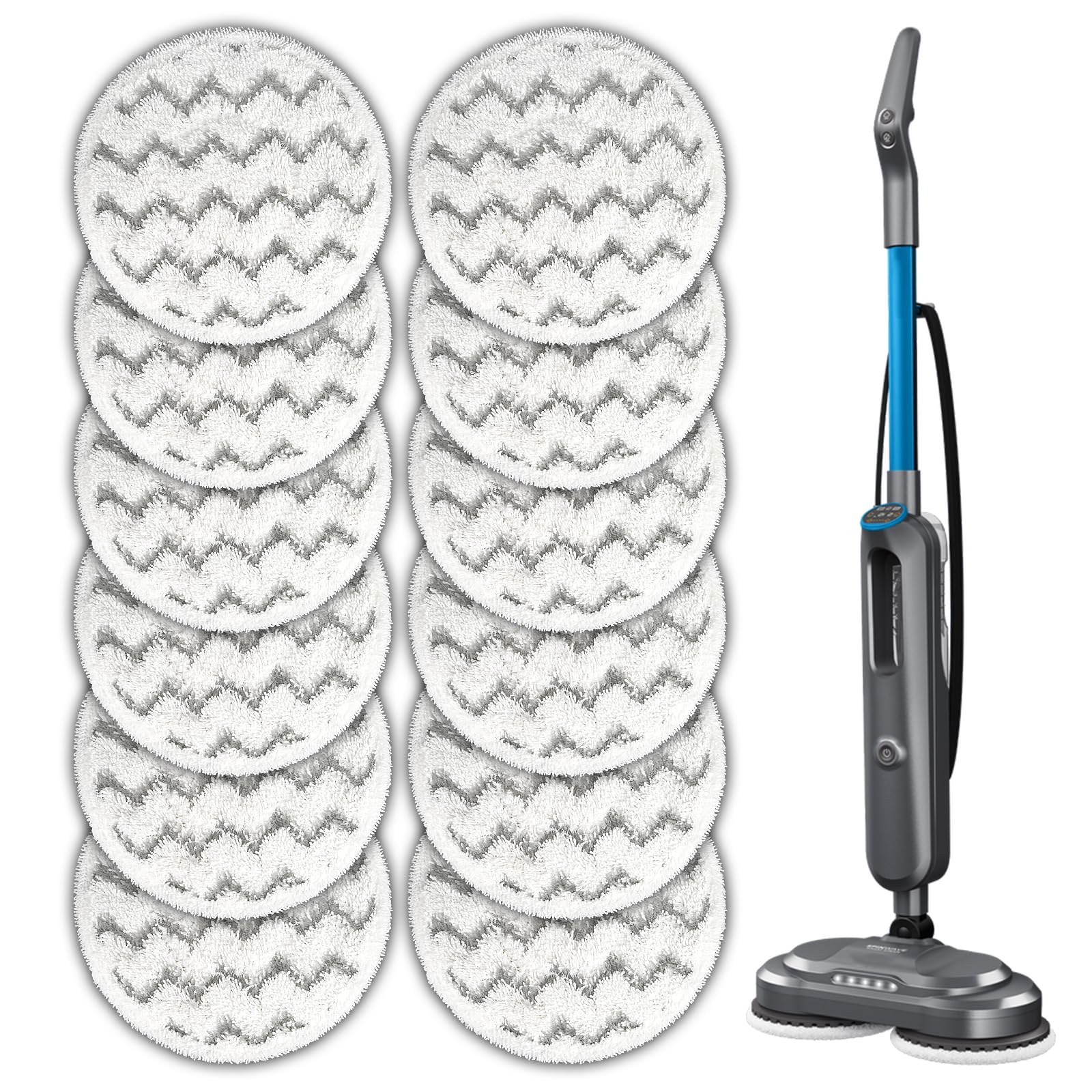 Paquete de 12 almohadillas de repuesto 3897A compatibles con Bissell SpinWave SmartSteam Mopa de vapor 3897A 3712C 3712W, almohadillas de fregona giratorias, almohadillas de fregona resistentes