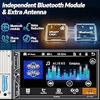 Vista 4 de Estéreo de Coche QLED de Doble Din con Apple CarPlay Inalámbrico y Android Auto, Audio de 4.2 Canales con 2 Salidas de Subwoofer, Cámara