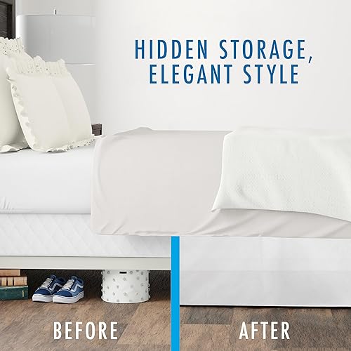 Miniatura 27 de Fresh Ideas Bedding Tailored Bedskirt, Classic 14” Drop Length, Pleated Styling, California King, White