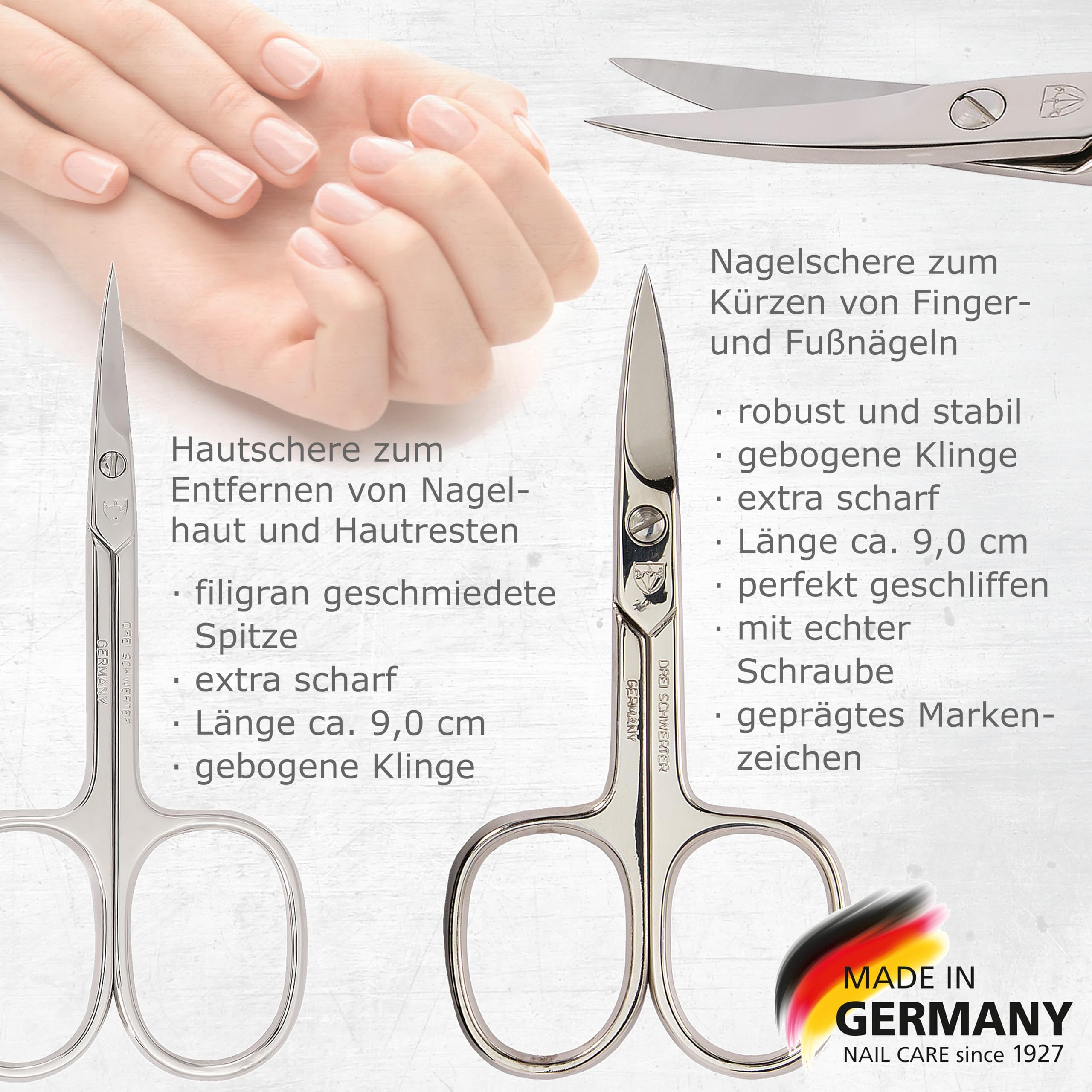 DREI SCHWERTER - Germany 10-częściowy zestaw "Spezia" | Zestaw do manicure i pedicure w etui z ekoskóry w kolorze koniakowym | W zestawie: nożyczki do paznokci, nożyczki do skóry, szczypce do paznokci