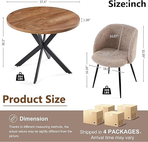 Miniatura 7 de Homedot Juego de Mesa de Comedor de Cocina de 5 Piezas, Mesa de Desayuno Redonda de 37" con Tablero MDF, Juego de Mesa de Café que Ahorra Espacio