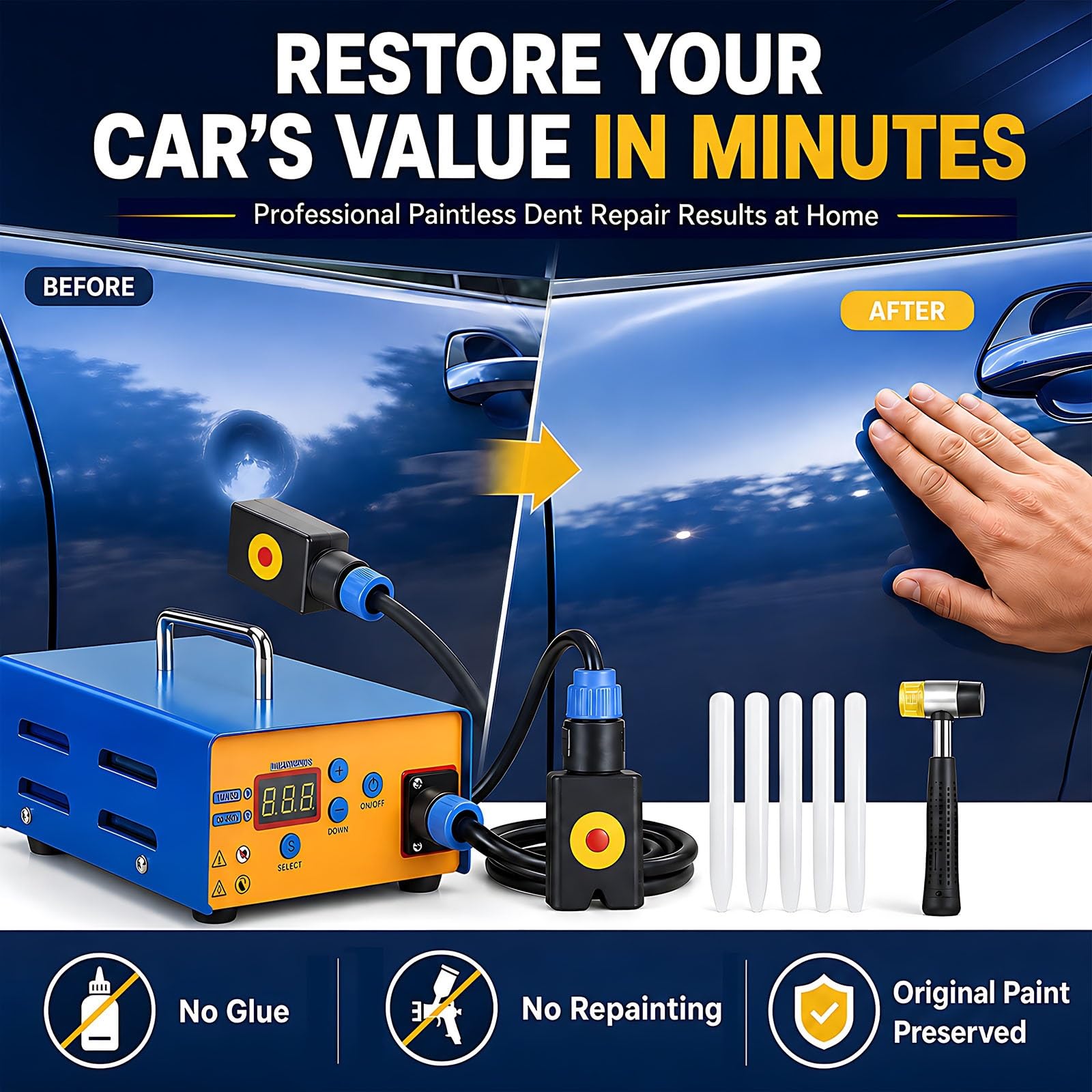 Kit avanzato di riparazione ammaccature PDR a induzione, 1380 W, senza vernice, strumento di restauro della carrozzeria con microcontrollore intelligente per negozi di ricondizionamento auto usate