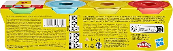 Play-Doh Pack de 4 Colores clásicos, Botes de 85 Gramos - 4