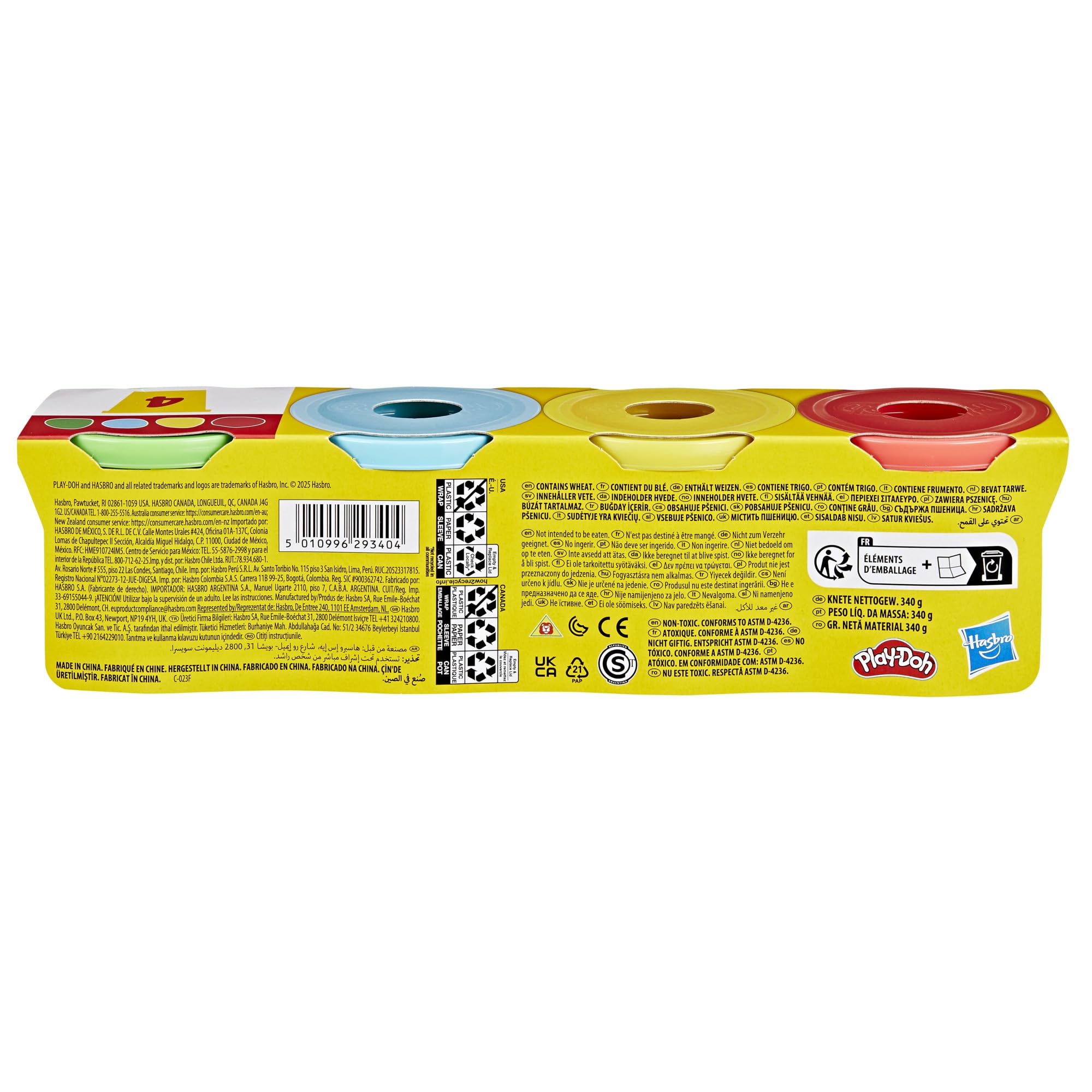 Czteropak ciastoliny Play-Doh w klasycznych kolorach w tubach po 85 gramów