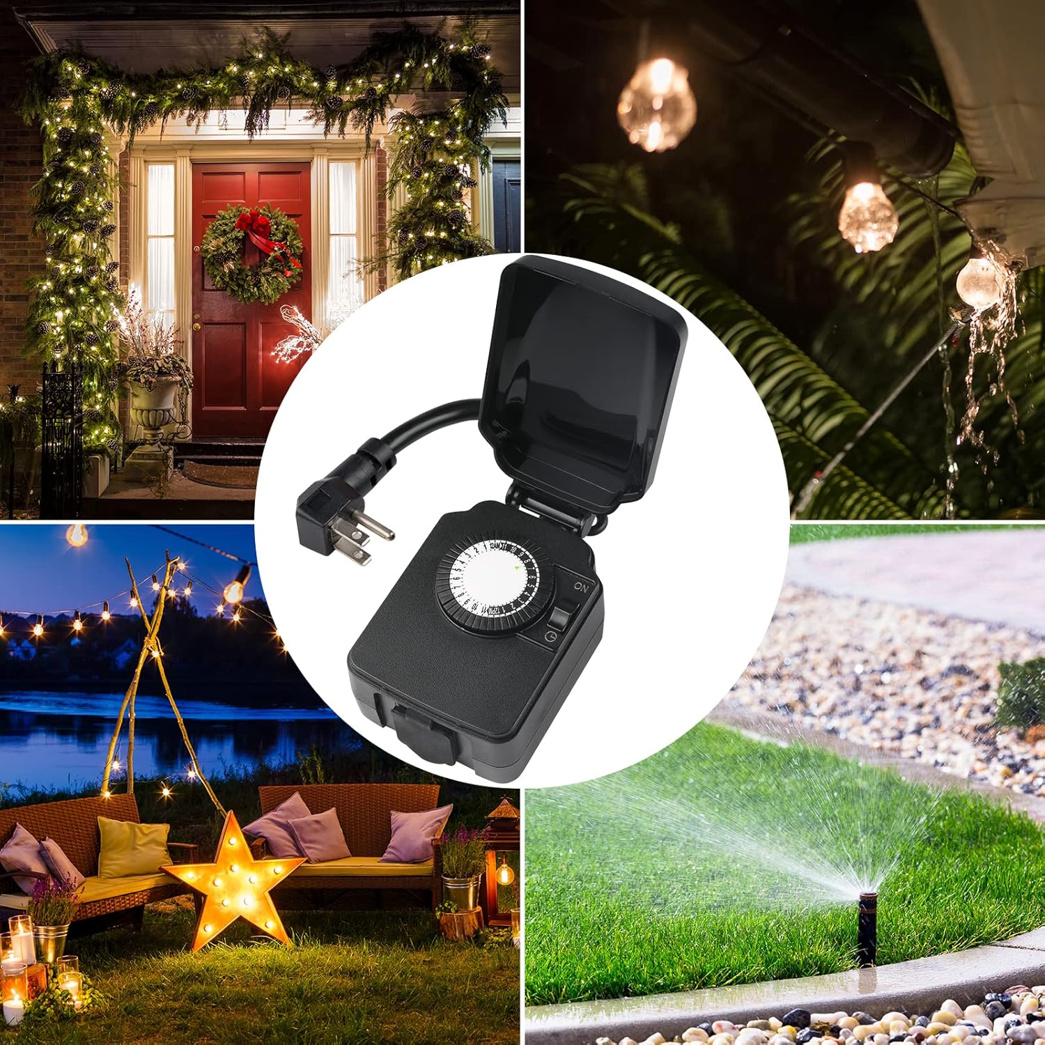 BN-LINK 24 Hour Mechanical Outdoor Light Timer with Silicone and Protective Covers, Waterproof and Dustproof, Outdoor Plug Timer with 3-Prong Timer Outlet and 6-inch Flexible Cord, Heavy Duty : Tools & Home Improvement