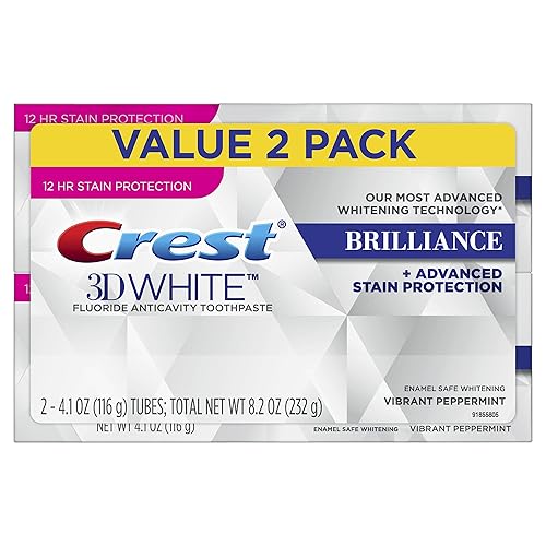 Crest 3D White Brilliance - Pasta de dientes de menta vibrante paquete de 2