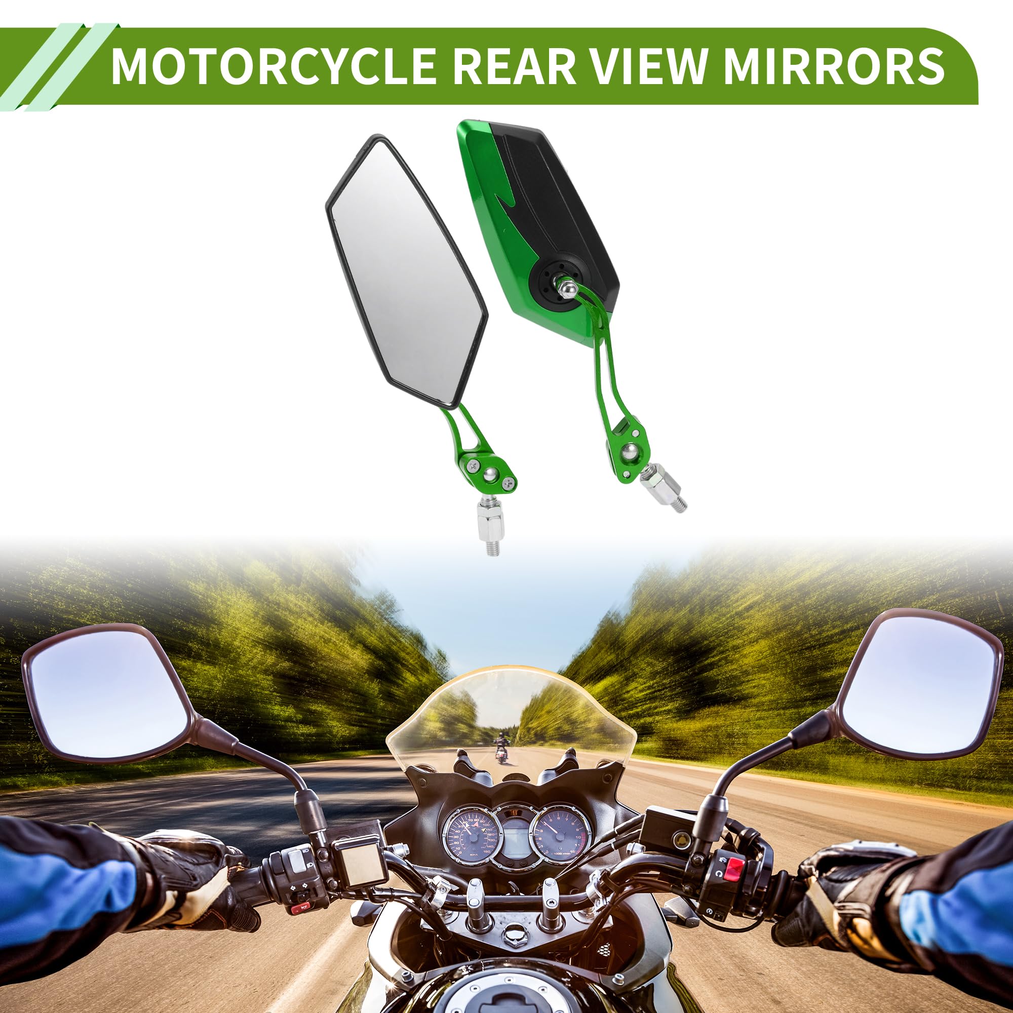 Specchietti retrovisori universali per moto M8/M10 neri e verdi