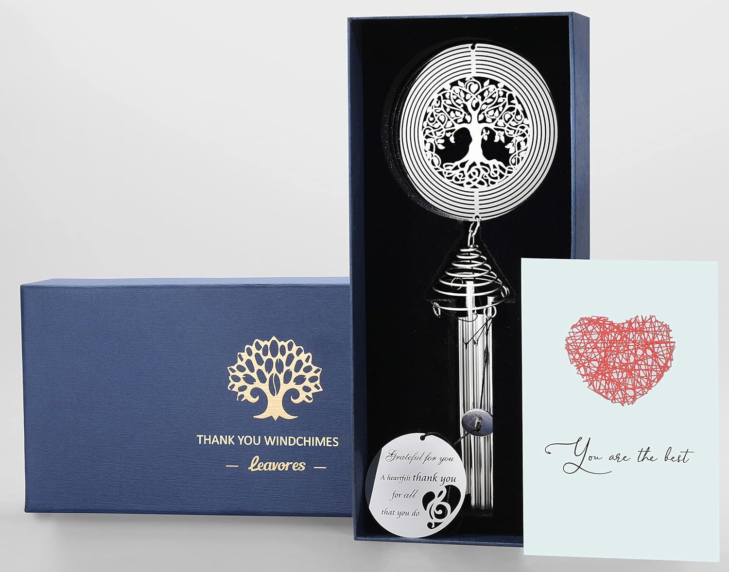 Thank You Wind Chimes with Tree of Life Wind Spinner for Women, Teacher, Family, Friends - Appreciation Gifts for Coworkers - Ideal Hostess/ Gratitude Gifts