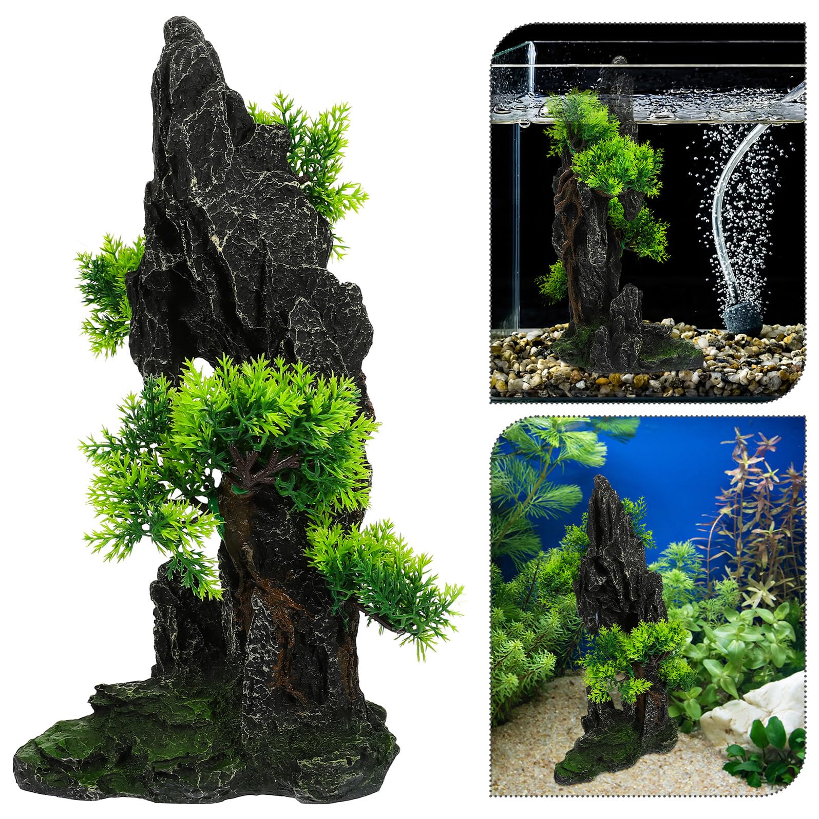 Decorazione per Acquario con Grande Rocce in Resina Ornamento Paesaggio Montano per Acquari d Acqua e Salata Nascondiglio Stabile per Pesci Resistente e Antiribaltamento