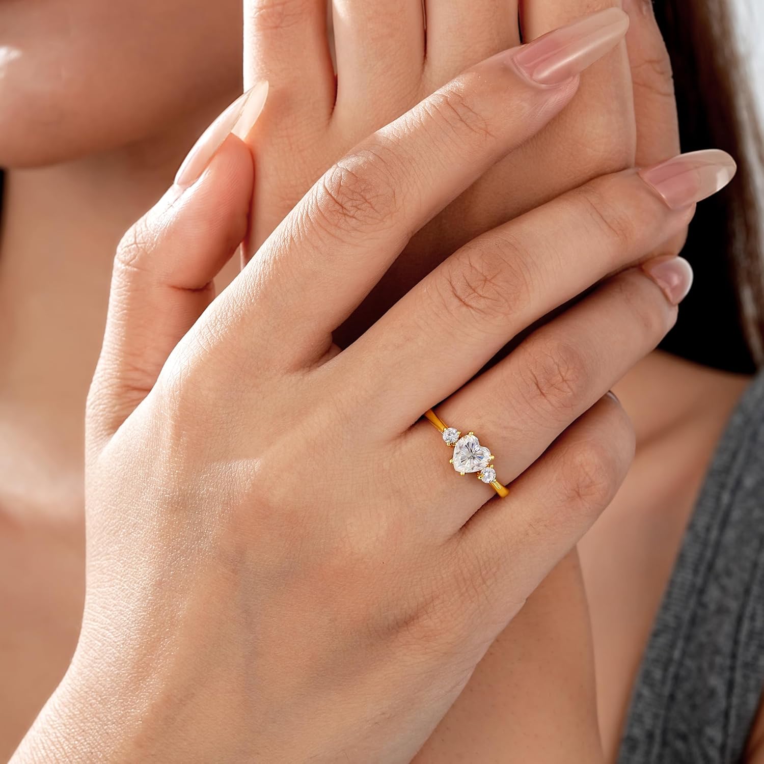 Mothers Day Gifts for Mom - S925 Sterling Silver 1.14ct D Color VVS1 Clarity Lab Created Brilliant Heart Cut Moissanite Rings for Women Wedding Promise Engagement Ring Anniversary Bride Gift