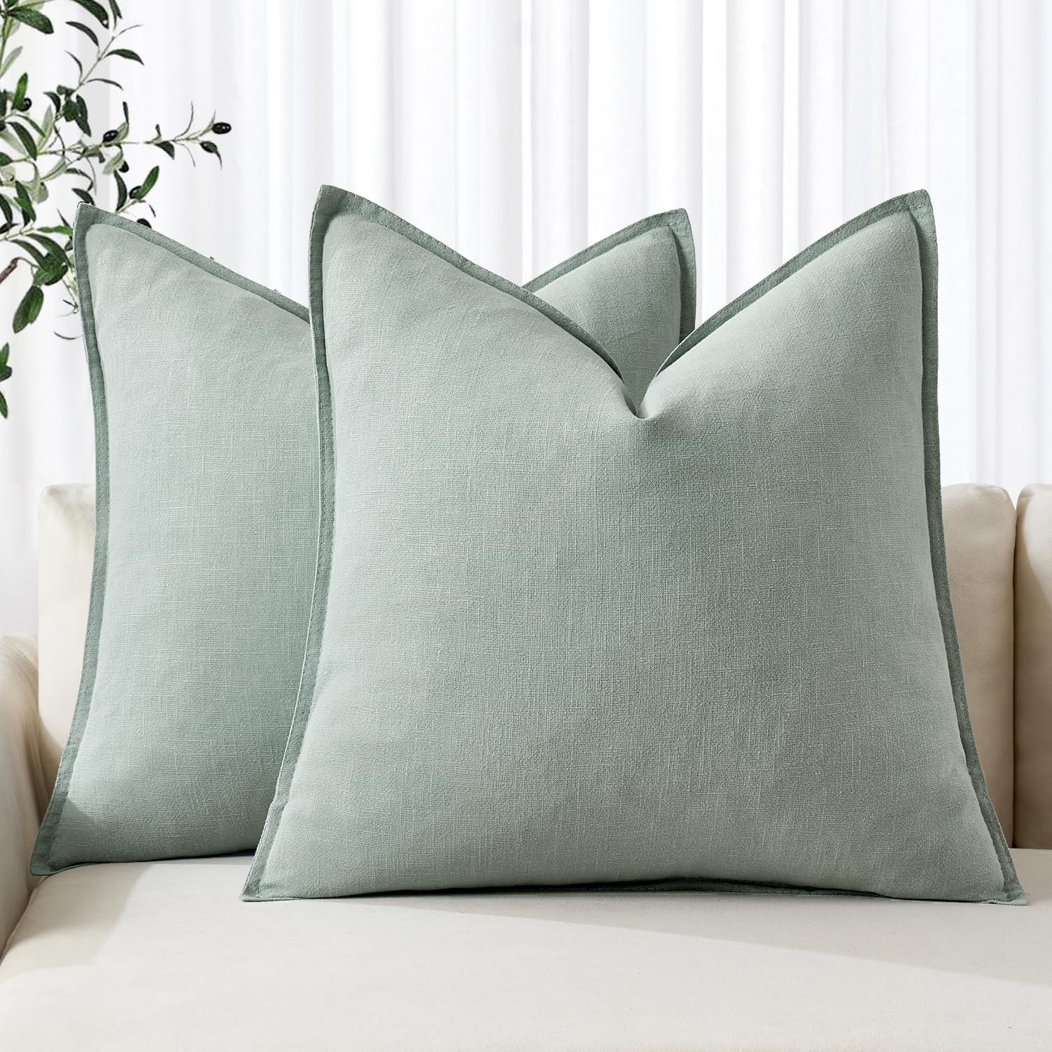 Photo 1 of [DIFERENT COLOR][Corner Ripped] MIULEE Decorative Linen Pillow Covers 20x20 Inch Mustard Yellow ?Boho Farmhouse? ?Neutral Couch Throw Pillows for Bed Pack of 2 Accent Modern Pillowcase Summer Sofa Livingroom Home Decor