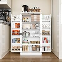 Shintenchi 47'' 5-Layer Kitchen Pantry Cabinet with Adjustable Shelves - White Versatile Storage Cupboard for Kitchen, Bathroom, Laundry