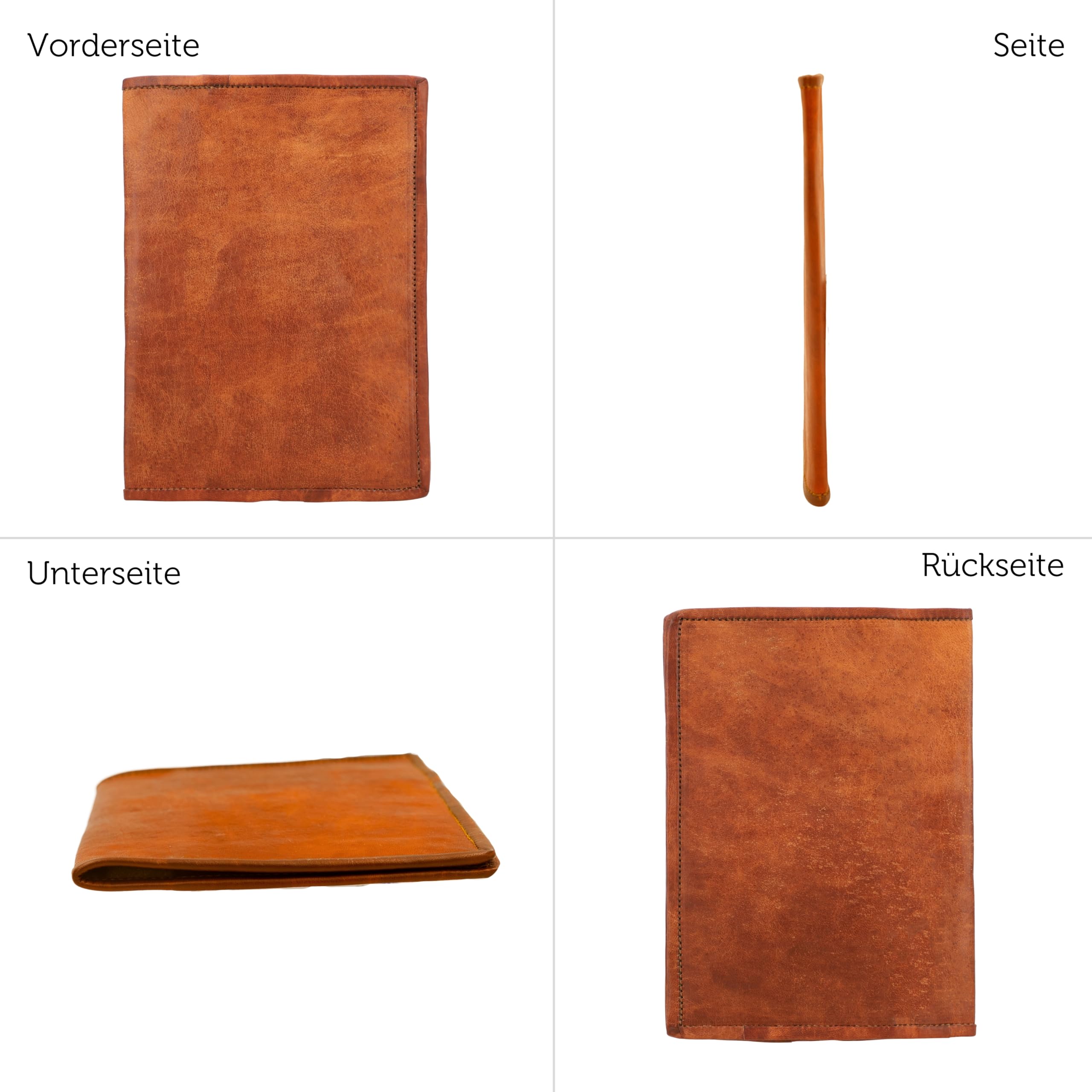 Gusti Leder Hülle Becky – Buchumschlag & Dokumentenmappe A5 / U-Heft Hülle aus echtem Leder für Damen & Herren – Perfekt für Notizbuch A5, Field Notes & Travel – Braun