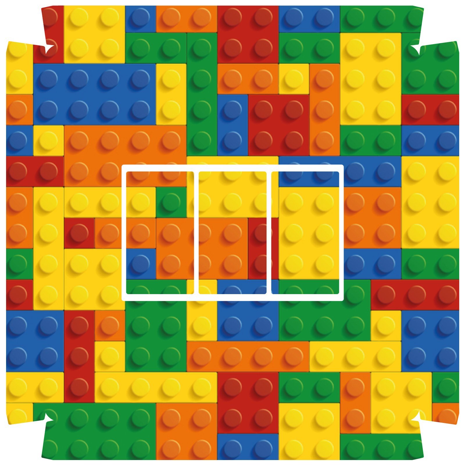 Kids Construction Blocks Design - Crabtree Triple Light Switch 4173 - Self Adhesive Vinyl Stickers