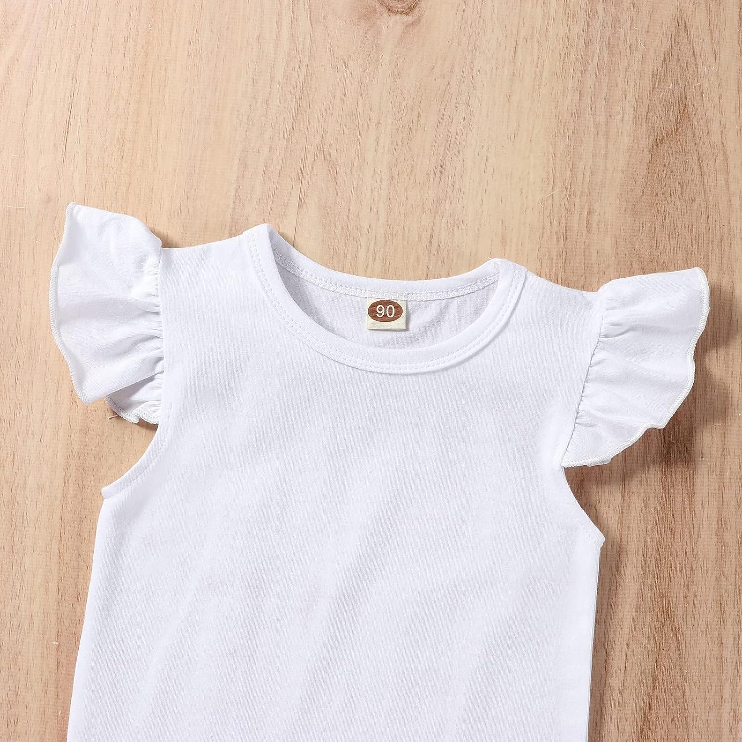 Toddler Baby Girls Ruffle Sleeve Shirt Plain Solid Sleeveless Tshirt Top Blouse Kids Casual Clothes 2PCS