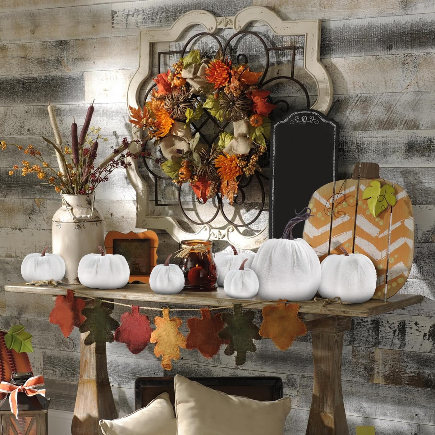 Kepfire Artificial Velvet Fake Pumpkins Sets 8Pcs Halloween Thanksgiving Wedding Handmade Foam Autumn Centerpiece Kitchen Decoration - Brown Kepfire 8pcs Artificial Velvet White Pumpkin Fake Halloween