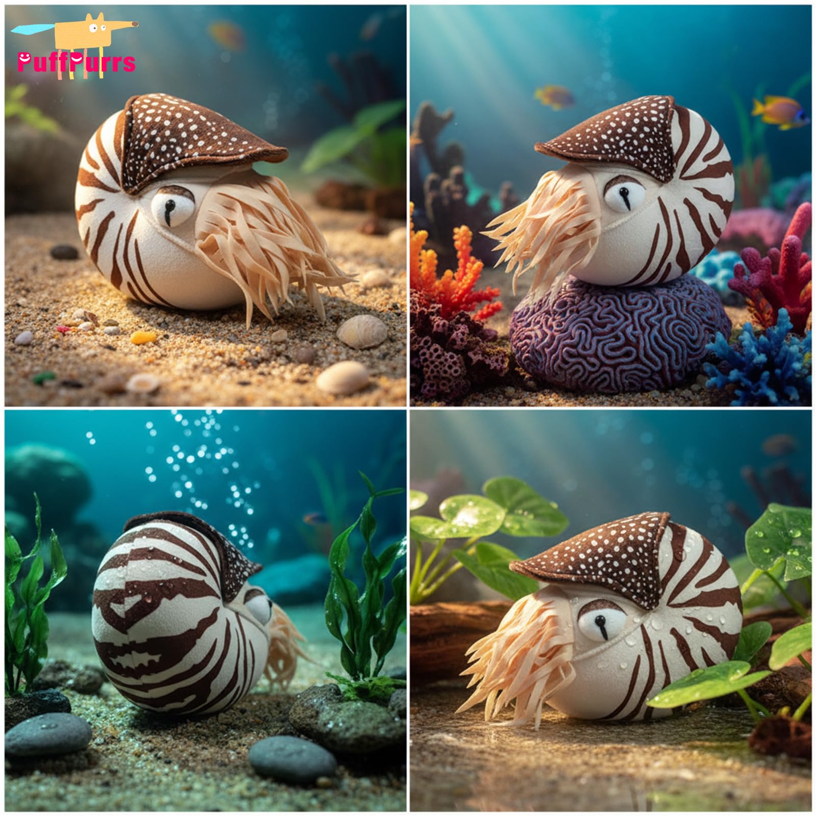 PuffPurrs Simulation Nautilus Plush Toy, Lifelike Real Life Chambered Nautilus Stuffed - Image 3