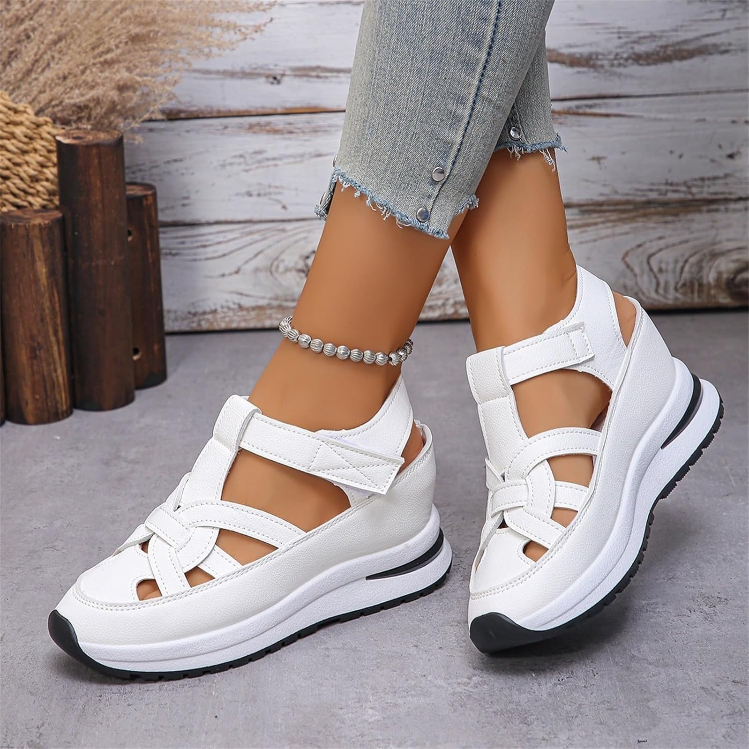 Sandali da donna Hollow Out Breathable Platform Wedge Sandals Sneakers, Sandali da donna Closed Toe Sandals, Summer Gladiator Roman Sandal
