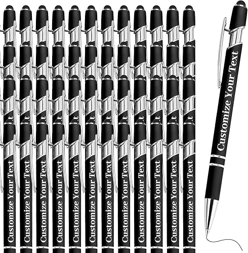 Fadace Hasta 500 bolígrafos personalizados a granel con lápiz capacitivo, juego de bolígrafos de grabado sin lápiz capacitivo, texto con tu nombre,