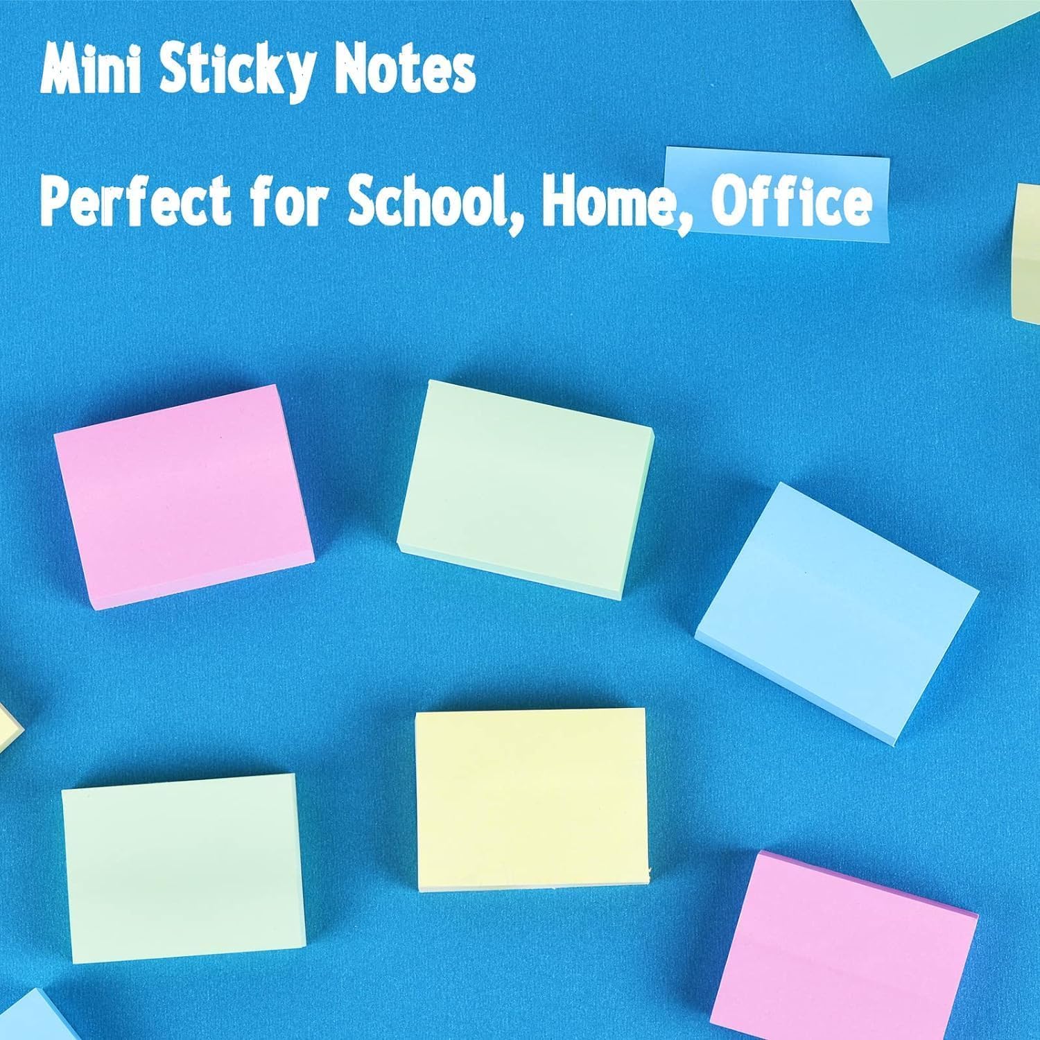umikk 50 Pads Mini Sticky Notes 1.5X 2 inch, Small Self-Stick Note, Bulk Tiny Pads for Office, School, Home, 100 Sheets/Pad, 4 Pastel Colors, Pink, Yellow, Green, Blue - Image 4