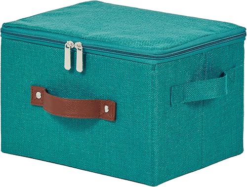 Miniatura 22 de Contenedores de almacenamiento con tapa con cremallera de tela de algodón y lino, cestas de almacenamiento con tapa, cajas plegables lavables para