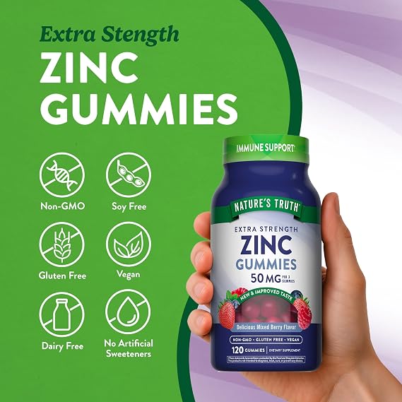 Nature's Truth Zinc Gummies for Adults | 50mg | 120 Count