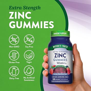 Nature's Truth Zinc Gummies for Adults | 50mg | 120 Count