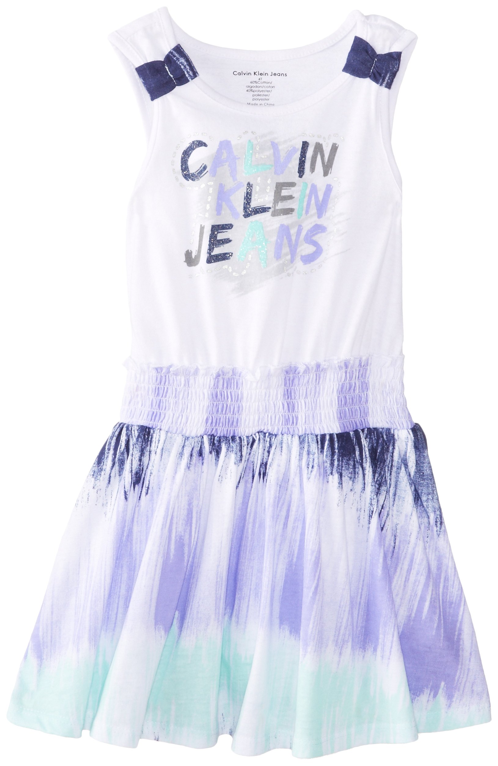 Calvin Klein Little Girls' Logo Twofer Dress with Tie Dye Skirt