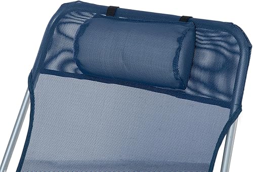 Miniatura 8 de Outsunny Tumbona portátil, tumbona plegable ligera con respaldo ajustable y almohada para playa, piscina y patio, azul y plateado