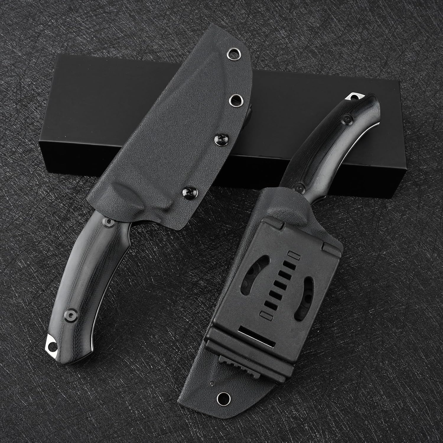Knives 14C28N Steel Tactical Fixed Blade Knife with kydex sheath G10 Handle for Men EDC Outdoor Camping Survival Hunting (White stone wash+black G10 handle)
