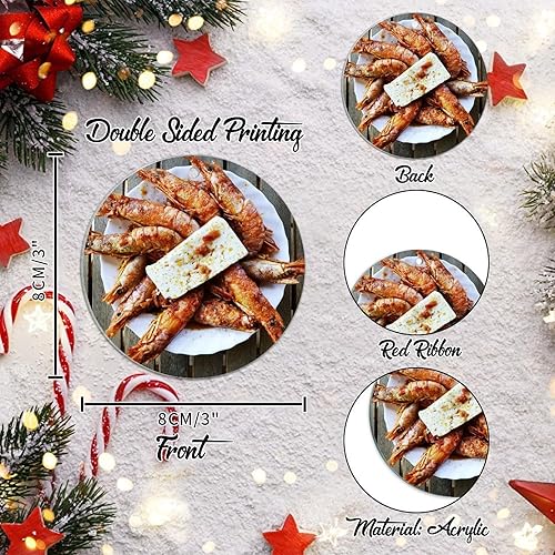 Miniatura 3 de Tortilla mexicana burrito camarones acrílico relleno de calcetín de Navidad regalo para hornear postre comida árbol de Navidad adorno colgante