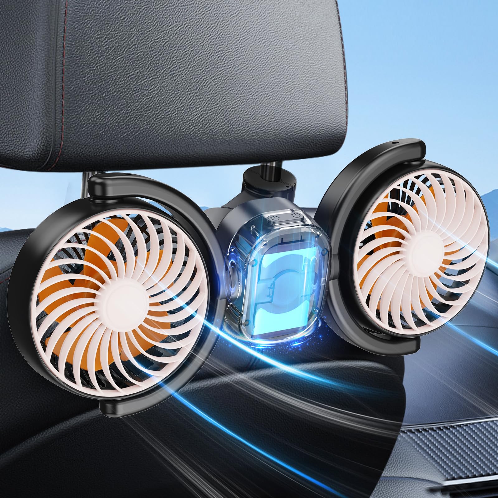 Dealswin Rechargeable Car Fan for Back Seat