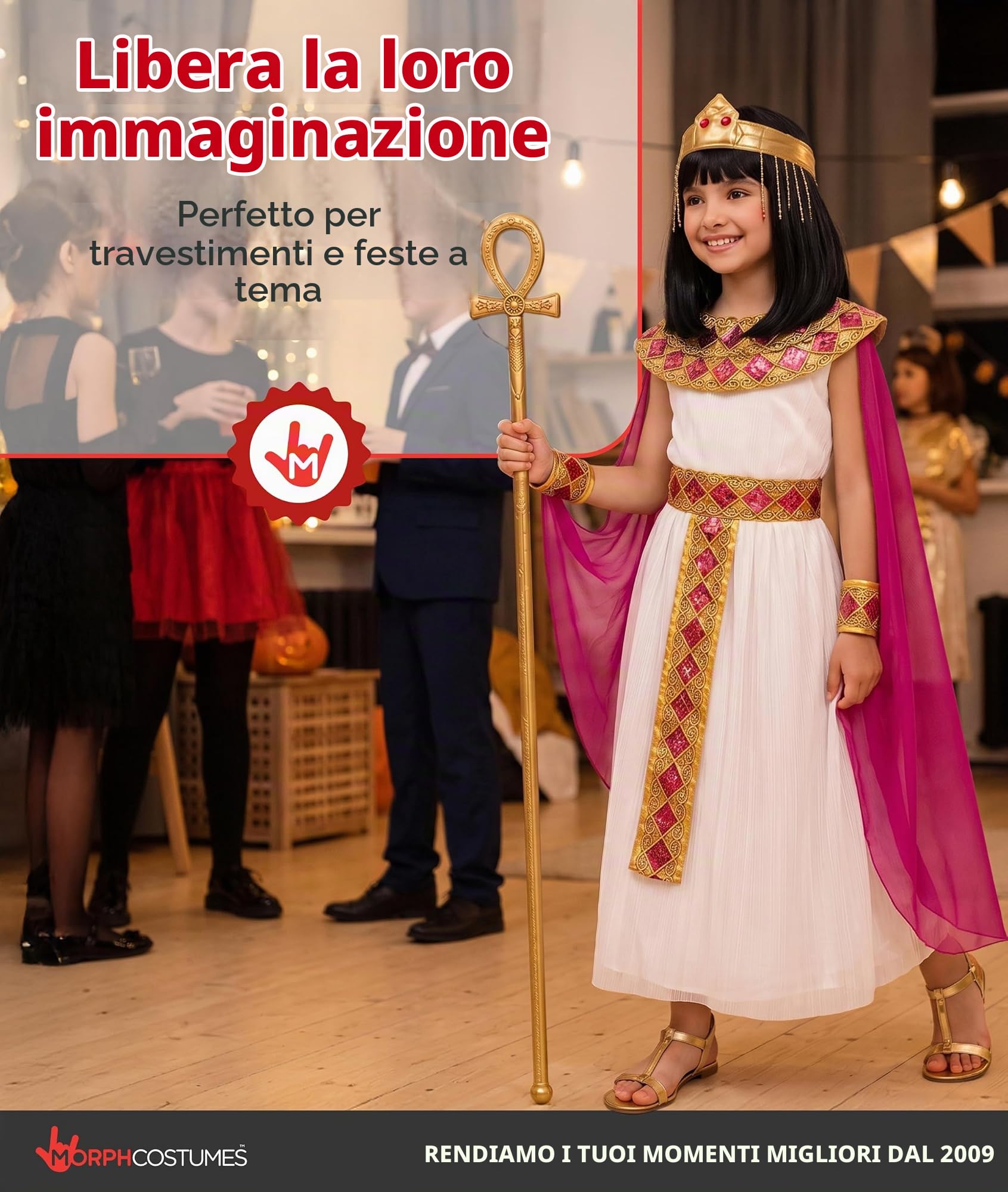 Morph Costume Cleopatra Bambina, Costume Egizio Halloween Bambina
