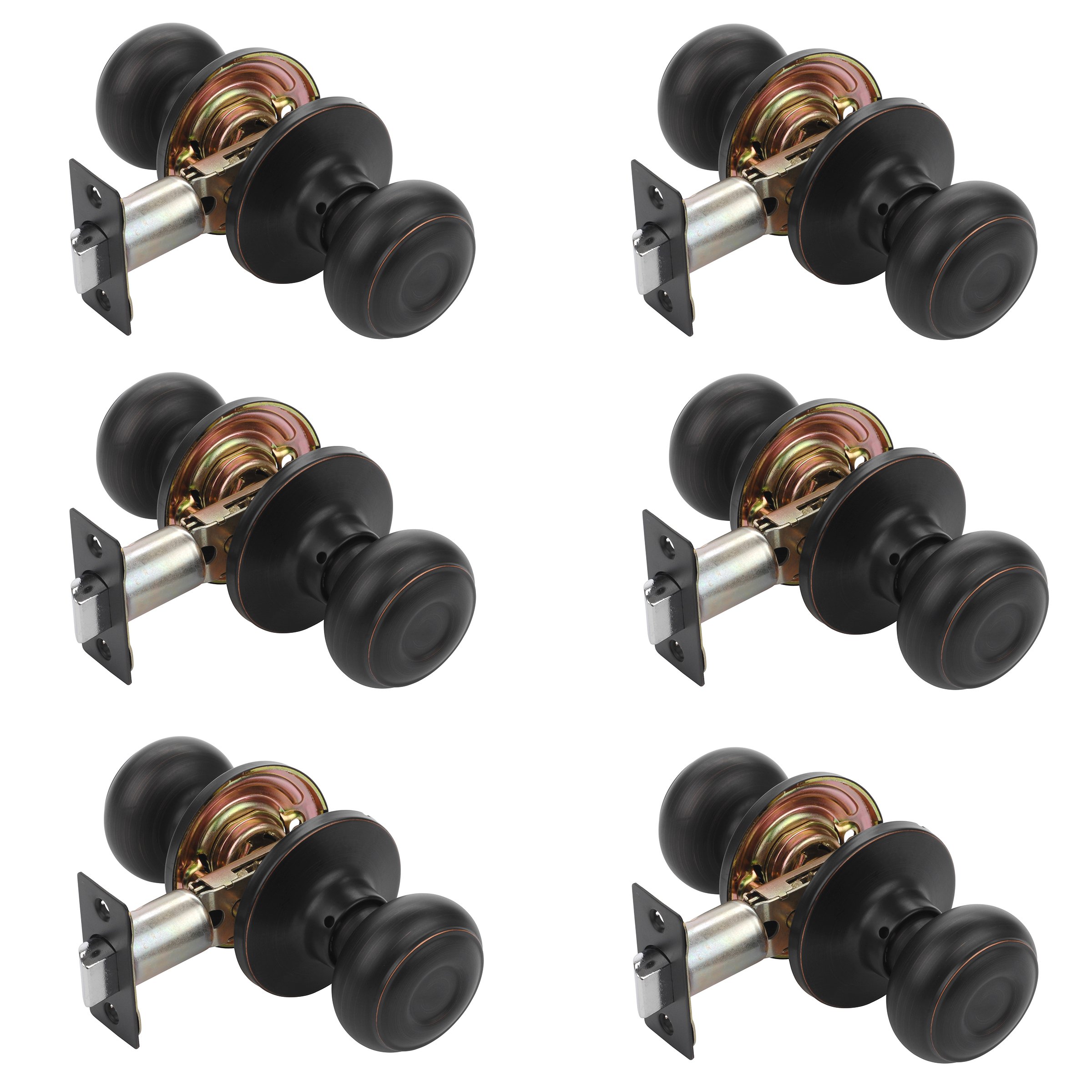 Dynasty Sierra Passage Door Knob Aged Oil Rubbed Bronze Hall / Closet Door Handles Contractor Pack (6 Pack)